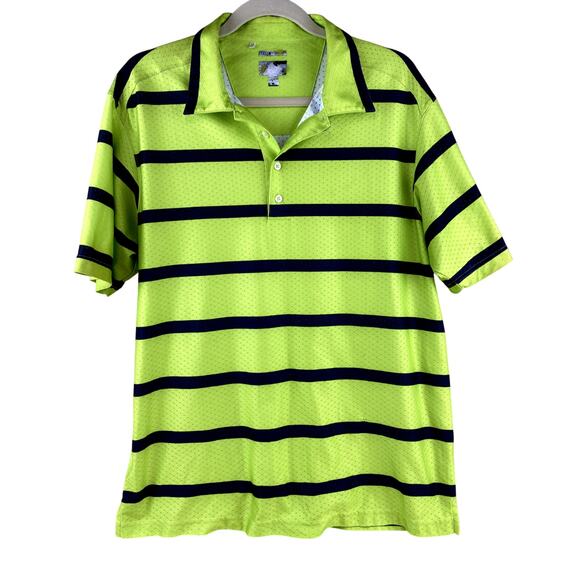 Adidas ClimaCool Lime Green Striped Mesh Short Sleeve Polo Golf Shirt Medium - Picture 1 of 8